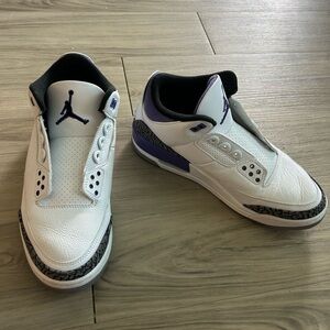 Air Jordan 3 Retro Men's White and Purple Sneakers